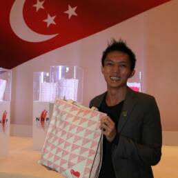 Casey Chen and his Singapore Heart Flag NDP Tote Bag