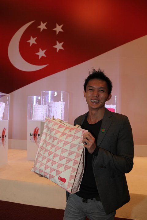 Casey Chen and his Singapore Heart Flag NDP Tote Bag