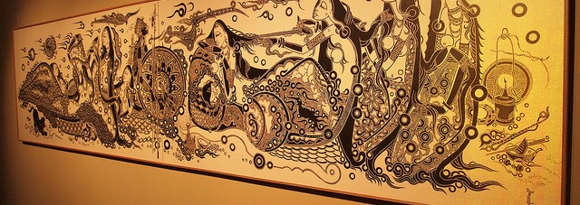 Dayak, woodblock printing by Tay Chee Toh
