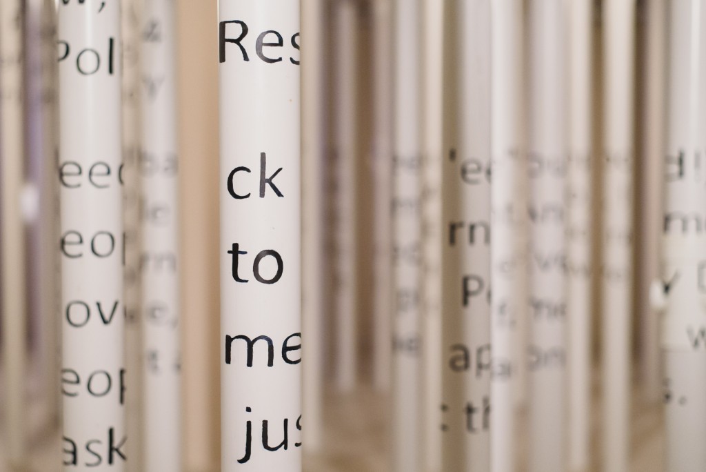 Matthew Ngui, Every Point of View, 2015, Plastic pipes, real-time video projection Dimensions variable