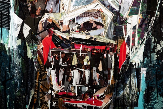 Gatot Pujiarto, Religious Fervour (Jadzab) detail, 2015, Magazine paper and acrylic on canvas, 200x150 cm