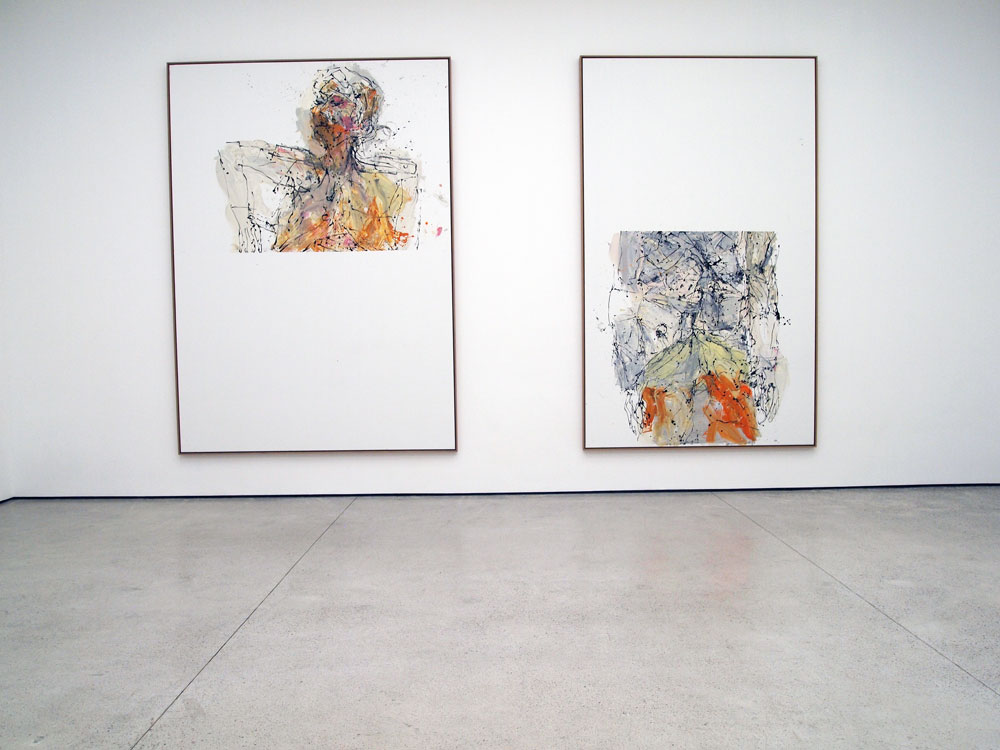 In London war nichts zu sehen, 2011, Oil on canvas. 300 x 215 cm (left) In London Schritt fur Schritt, 2011, Oil on canvas. 300 x 180 cm (right)