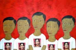 Min Zaw, Lost of Identity no. 26, 2014, Acrylic on Canvas, 92 cm x 157 cm