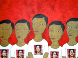 Min Zaw, Lost of Identity no. 26, 2014, Acrylic on Canvas, 92 cm x 157 cm