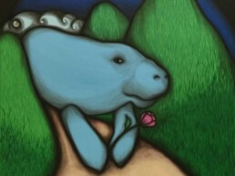 The Manatee, 2015 (Acrylic & charcoal on stretched canvas, 92x92cm)