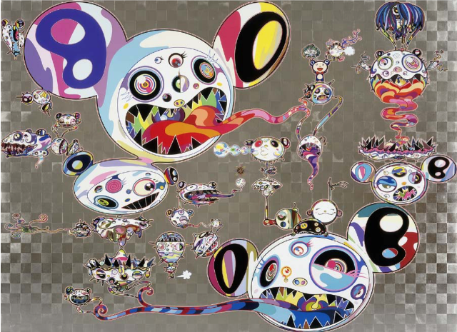 Hands Clasped
, 2015, 180 x 240 cm,
Acrylic and platinum leaf on canvas mounted on aluminum frame
,© 2015 Takashi Murakami/Kaikai Kiki Co., Ltd. All Rights Reserved.