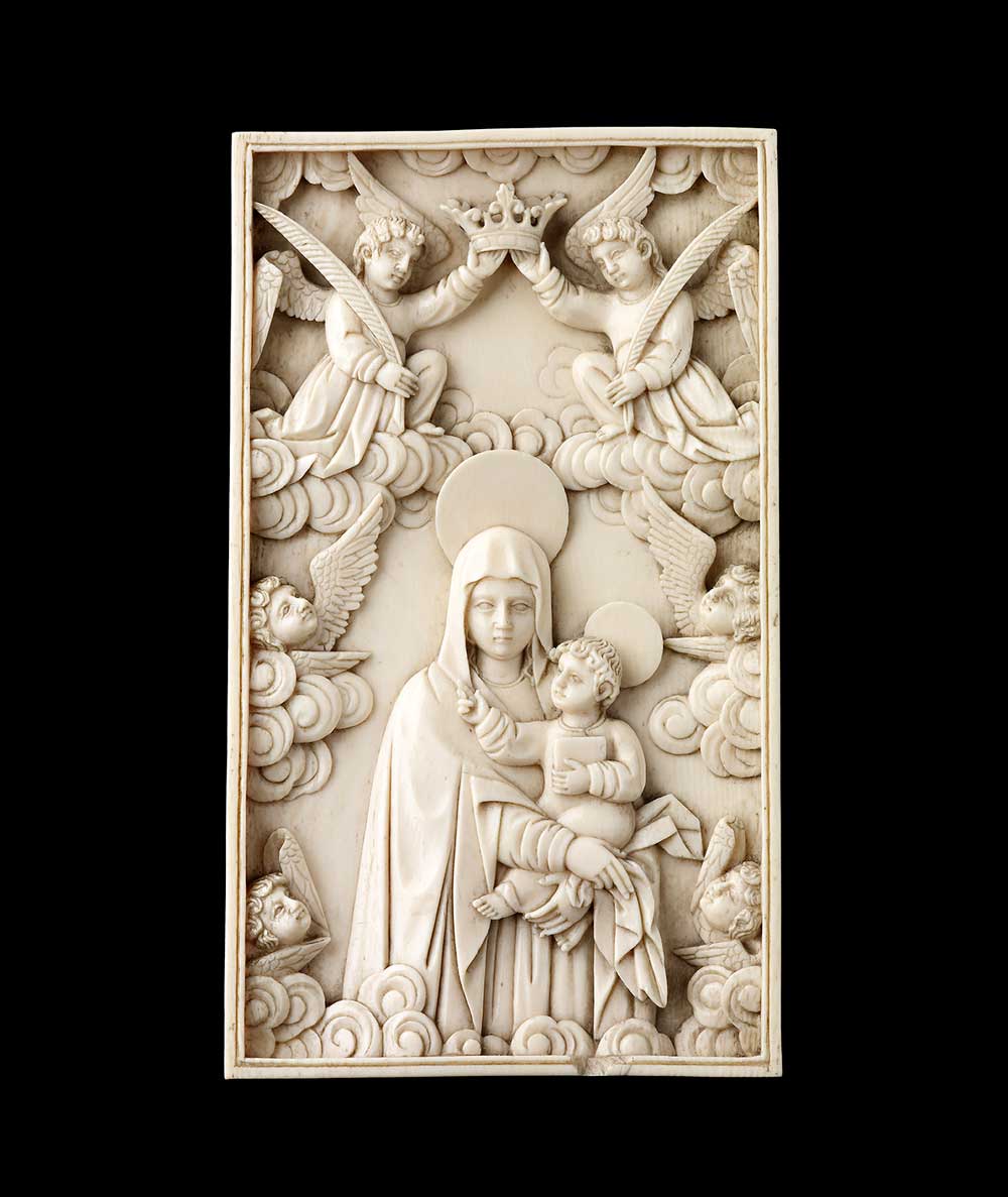 undefinedIvory plque of Virgin and Child crowned by Angels