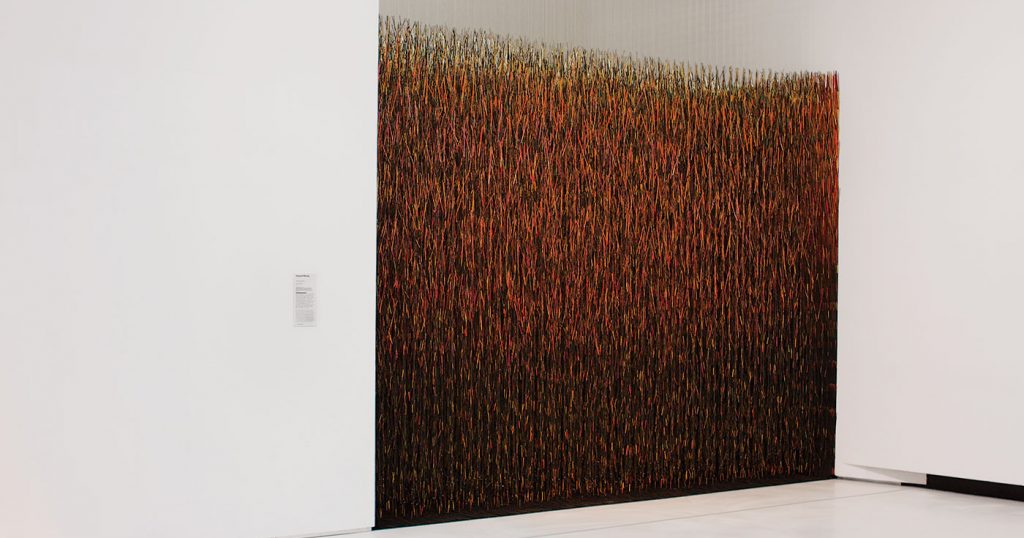 Hemali Bhuta, Growing, 2016 Incense sticks, monofi lament threads, metal weights, tape, staple pins and hooks.
