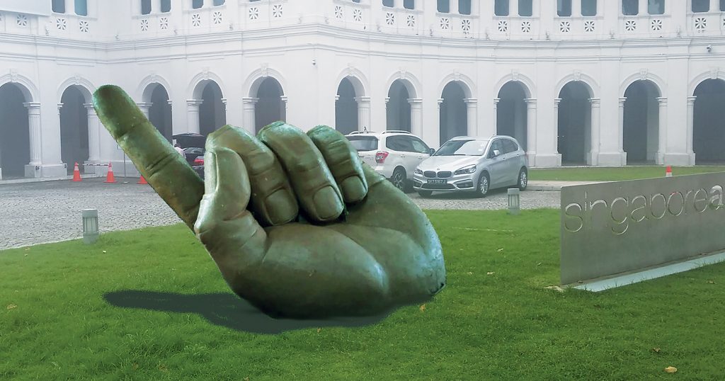 Lim Soo Ngee, Inscription of the Island, 2016 Copper alloys with patina treatment 250 × 500 × 300 cm Collection of the Artist Singapore Biennale 2016 commission