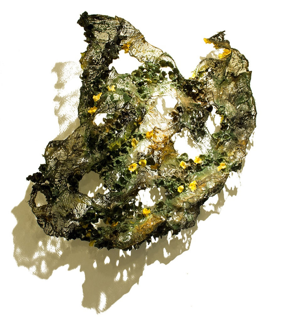 The Dust Holds Untold Treasures 1, Cloth, Paper, Plaster, Epoxy Resin, Paint and Wire, 67 x 77 x 10 cm, 2017.