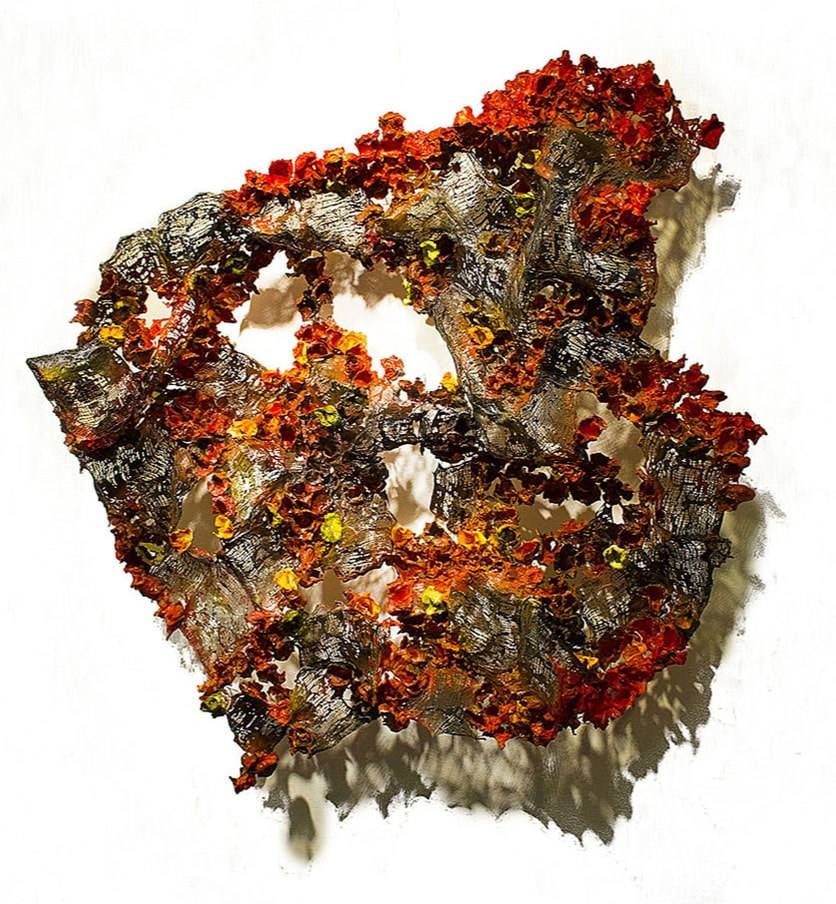 The Dust Holds Untold Treasures 1, Cloth, Paper, Plaster, Epoxy Resin, Paint and Wire, 73 x 85 x 9 cm, 2017.
