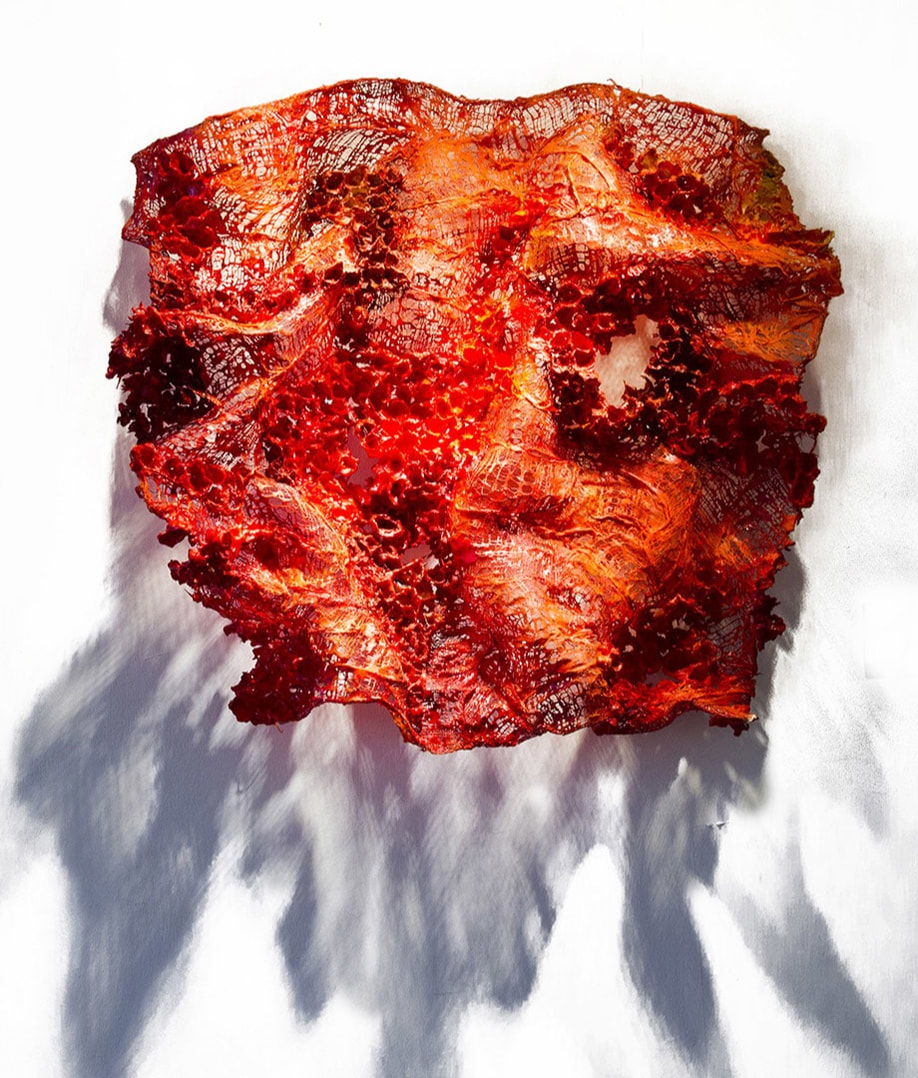 Entropy Blossoms, Cloth, Paper, Plaster, Epoxy Resin, Paint and Wire, 70 x 80 x 20 cm, 2017.