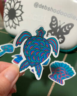 Debbie Ho - Sticker bundle 1 - Seashell, Owl, Turtle, Cactus 1, Mushroom