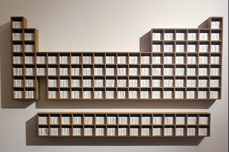The Alchemist Interludes - Hazel Lim, The Alchemical Interludes – Periodic Table. Installation comprising 118 miniature poetry booklets arranged in the form of the periodic table.