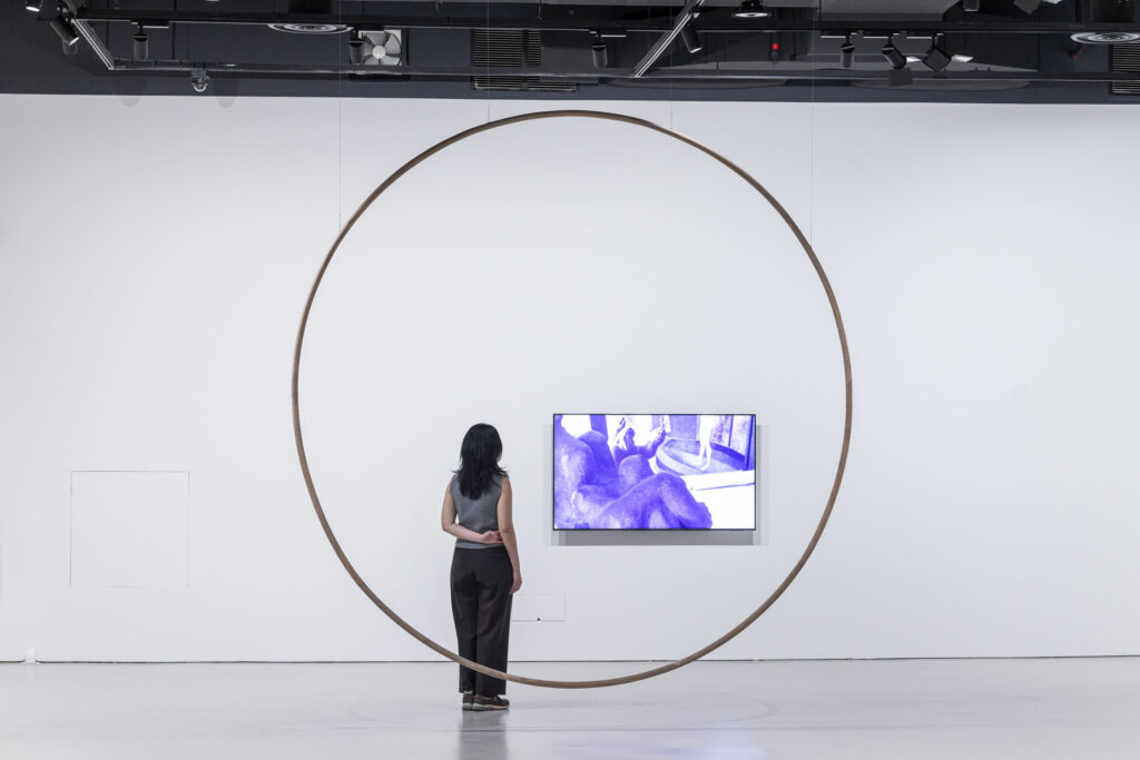 Installation view of Maria Taniguchi's 'A painter, if black were a place' (2026) as part of 'Maria Taniguchi_ Afterimage' at SAM at Tanjong Pagar Distripark. Image courtesy of Singapore Art Museum.
