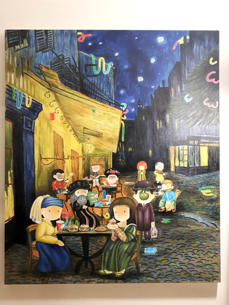 The Bricks Terrace Café Night
Andy Kurniawan White Space Art Asia, Singapore | Purchased 2023
A large acrylic-on-canvas work measuring 160 x 120cm.